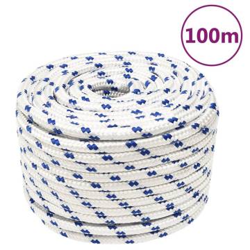 Durable 12mm White Boat Rope - 100m Polypropylene