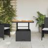 Garden Table Black 80x80 cm | Durable Poly Rattan & Acacia Wood