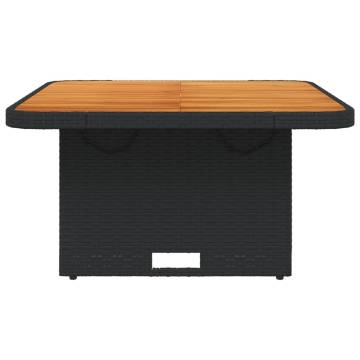 Garden Table Black 80x80 cm | Durable Poly Rattan & Acacia Wood