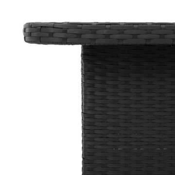 Garden Table Black 80x80 cm | Durable Poly Rattan & Acacia Wood