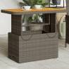 Garden Table Grey 90x55x71 cm | Poly Rattan & Acacia Wood