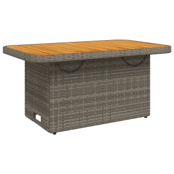 Garden Table Grey 90x55x71 cm | Poly Rattan & Acacia Wood