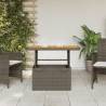 Garden Table Grey 90x55x71 cm | Poly Rattan & Acacia Wood