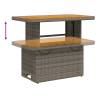 Garden Table Grey 90x55x71 cm | Poly Rattan & Acacia Wood