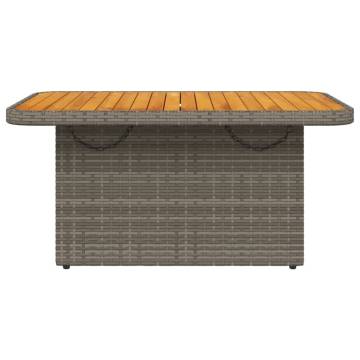 Garden Table Grey 90x55x71 cm | Poly Rattan & Acacia Wood