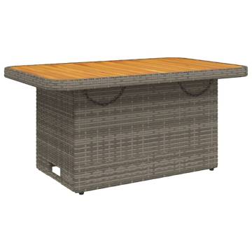 Garden Table Grey 90x55x71 cm | Poly Rattan & Acacia Wood