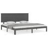 Grey Bed Frame with Headboard - Solid Wood 200x200 cm