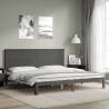 Grey Bed Frame with Headboard - Solid Wood 200x200 cm