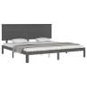 Grey Bed Frame with Headboard - Solid Wood 200x200 cm