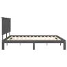 Grey Bed Frame with Headboard - Solid Wood 200x200 cm