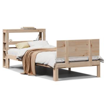 Solid Wood Pine Bed Frame with Headboard - 100x200 cm