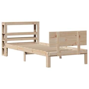 Solid Wood Pine Bed Frame with Headboard - 100x200 cm