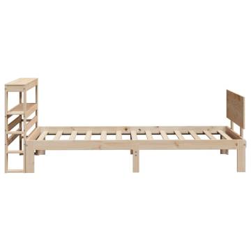 Solid Wood Pine Bed Frame with Headboard - 100x200 cm