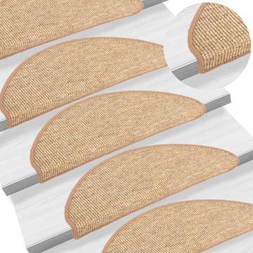 Stair Mats Self-adhesive 15 pcs Light Brown - Non-slip & Safe