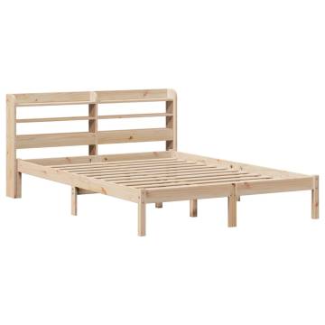 Solid Wood Pine Bed Frame with Headboard - 160x200 cm