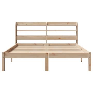 Solid Wood Pine Bed Frame with Headboard - 160x200 cm