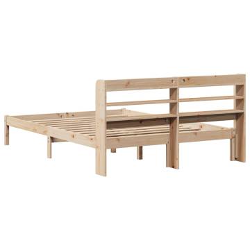 Solid Wood Pine Bed Frame with Headboard - 160x200 cm