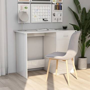 High Gloss White Desk 100x50x76 cm | Stylish Engineered Wood