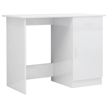 High Gloss White Desk 100x50x76 cm | Stylish Engineered Wood