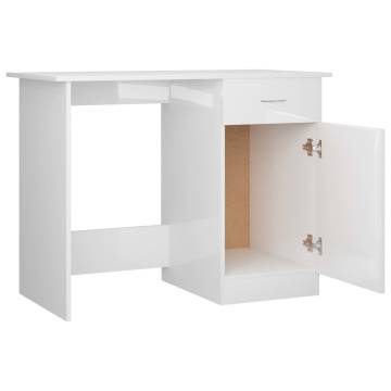 High Gloss White Desk 100x50x76 cm | Stylish Engineered Wood