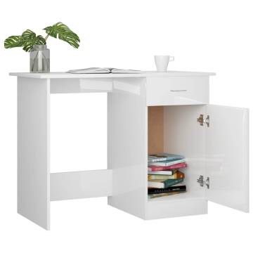 High Gloss White Desk 100x50x76 cm | Stylish Engineered Wood