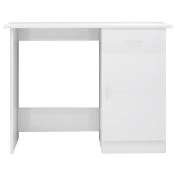 High Gloss White Desk 100x50x76 cm | Stylish Engineered Wood