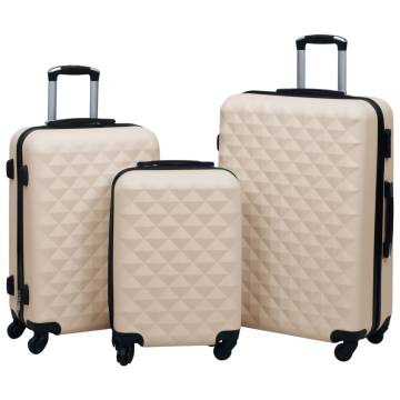 Gold Hardcase Trolley Set - 3 Pcs Durable ABS | Hipomarket