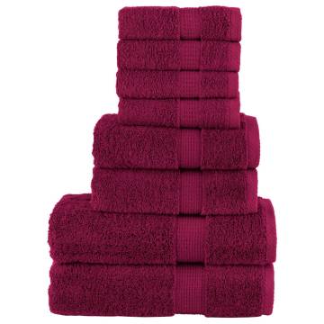 8 Piece Premium Towel Set SOLUND Bordeaux - 600 gsm Quality