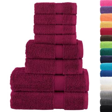 8 Piece Premium Towel Set SOLUND Bordeaux - 600 gsm Quality