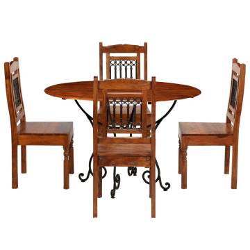 5-Piece Solid Acacia Wood Dining Table Set | Hipo Market UK