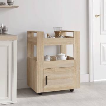 Sonoma Oak Kitchen Trolley - Engineered Wood Storage Solution