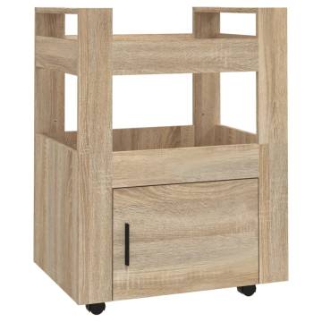 Sonoma Oak Kitchen Trolley - Engineered Wood Storage Solution