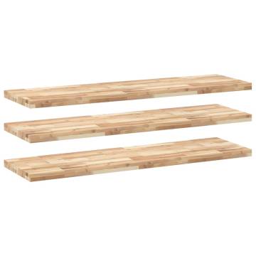 Floating Shelves Set - Untreated Solid Acacia Wood (3 pcs)