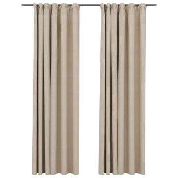 Linen-Look Blackout Curtains - Beige, 140x245 cm | HipoMarket