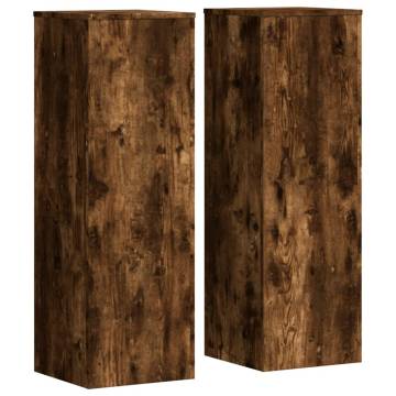 Stylish 2 pcs Smoked Oak Plant Stands - Engineered Wood