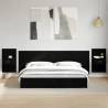  Bed Headboard with Cabinets Black 240 cm Engineered Wood Colour black Quantity in Package 1 Model one drawer with led 