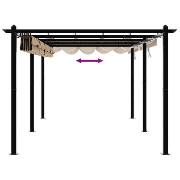 Garden Gazebo with Retractable Roof – Taupe 3x6 m Aluminium