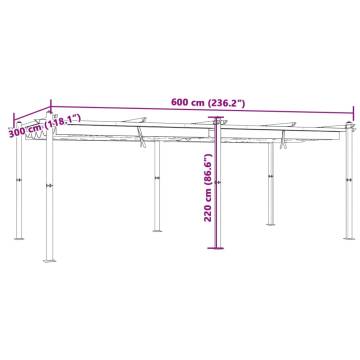 Garden Gazebo with Retractable Roof – Taupe 3x6 m Aluminium