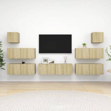 7 Piece TV Cabinet Set - Sonoma Oak | Modern Home Storage