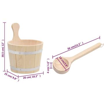 Sauna Bucket and Ladle Set | Solid Pine Wood - HipoMarket