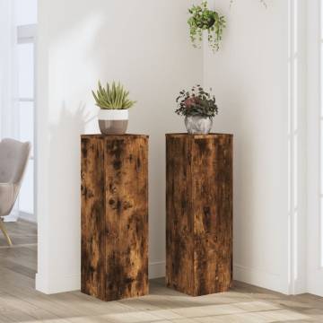 Plant Stand 2pcs Smoked Oak | Durable Engineered Wood