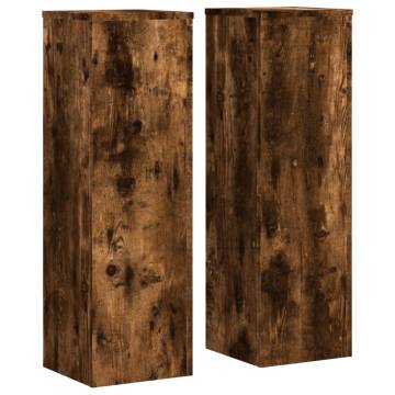 Plant Stand 2pcs Smoked Oak | Durable Engineered Wood