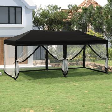 Folding Party Tent with Sidewalls Black 3x6m - Durable & Stylish