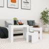 Nesting Coffee Tables Set - 3 pcs White Engineered Wood