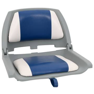 2 Piece Foldable Boat Seat Set - Blue & White - 48x51x41 cm