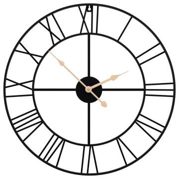 Black Iron Wall Clock Ø50 cm | Elegant & Silent Design