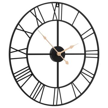 Black Iron Wall Clock Ø50 cm | Elegant & Silent Design