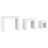 Nesting Coffee Tables Set - 3 pcs White Engineered Wood