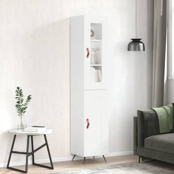 Stylish Highboard White - 34.5x34x180 cm Engineered Wood