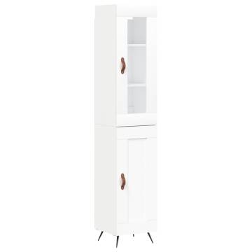 Stylish Highboard White - 34.5x34x180 cm Engineered Wood